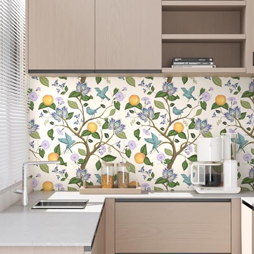 Vintage Beige Floral Peel and Stick Wallpaper 17.4" x 118" O778