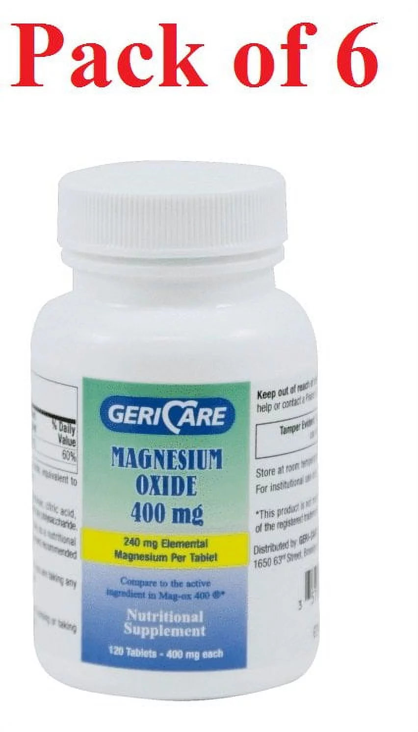 6-Pack Magnesium Oxide Tablets 400mg 120 Count F30487