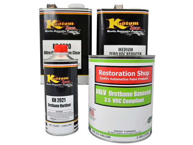 White Low VOC Urethane Basecoat Clearcoat Auto Paint Medium Gallon Kit B87576