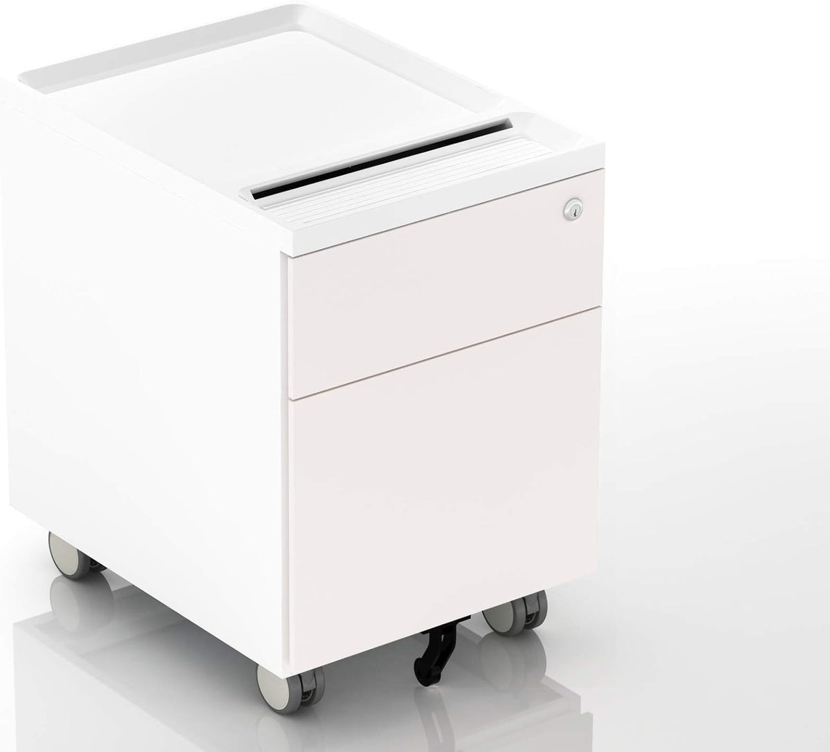 2-Drawer Mobile Filing Cabinet with Lock and Casters P162
