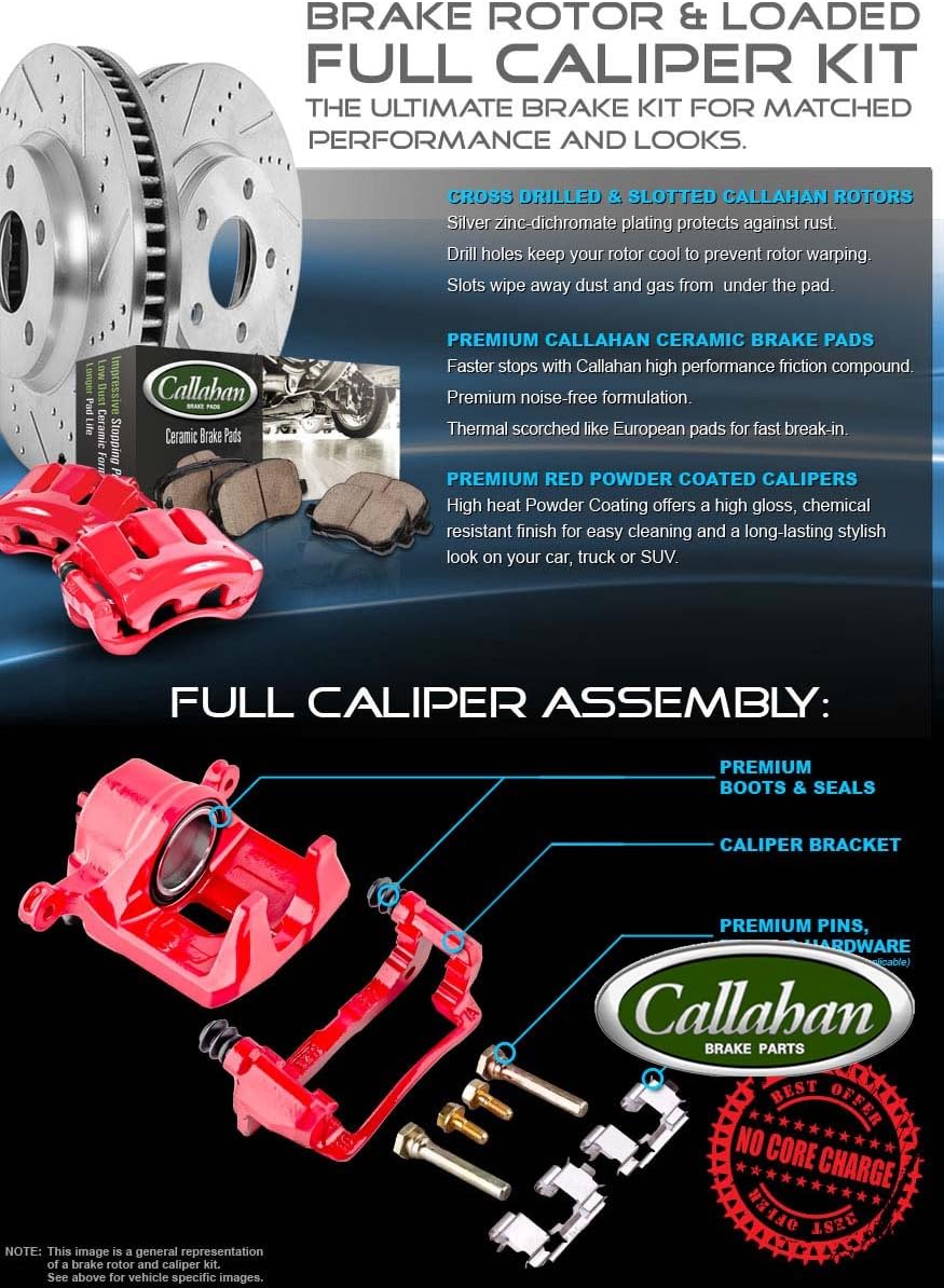 Front + Rear Calipers + Drilled Slotted Rotors + Ceramic Pads J664887