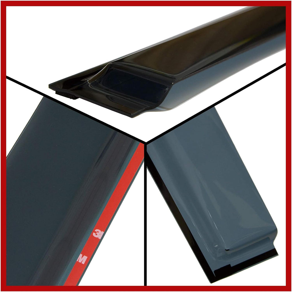 Dark Tinted Tape-On Side Window Visor Deflectors Vent Rain Guards H85401