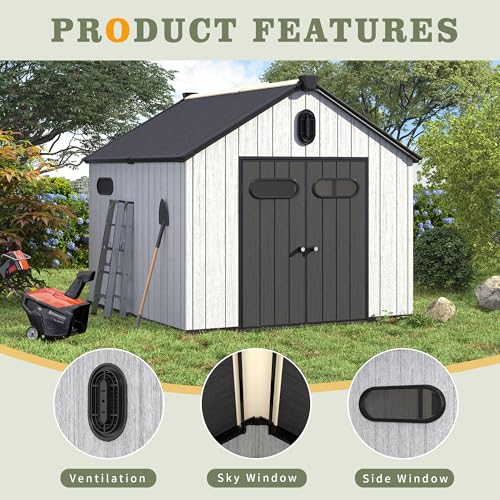 Grey Resin Plastic Outdoor Storage Shed Y317