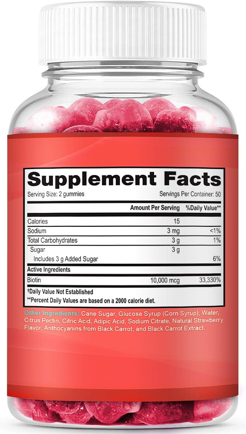 Biotin 10000mcg Chewable Supplement, 100 Count Vegan Gummies W496