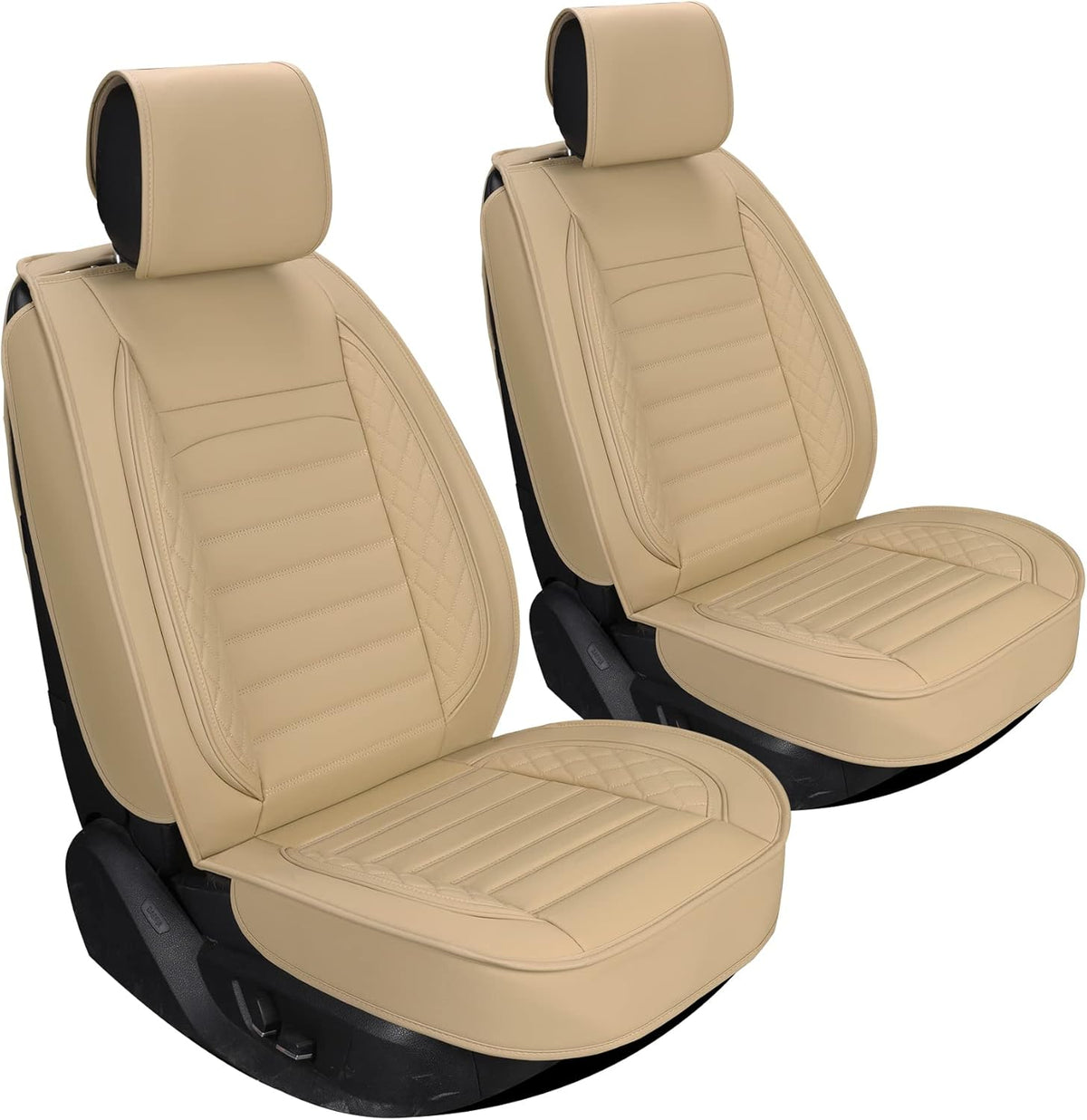 Black Leather Car Seat Covers 2Pcs U271026