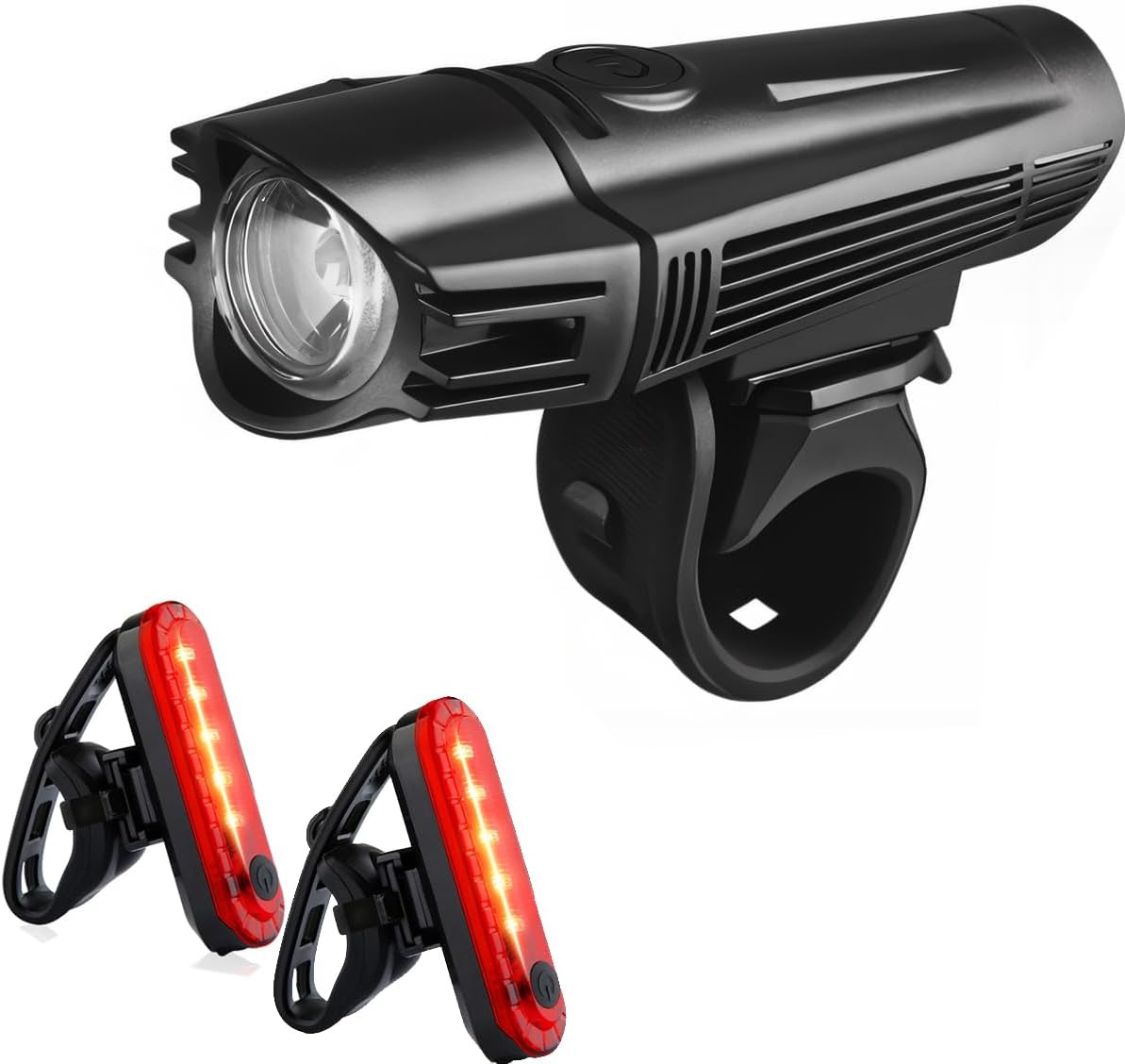 LED Bike Light Set, 2200mah Bike Headlight and 2 Pack Rear Bike Tail Light, Waterproof G68961