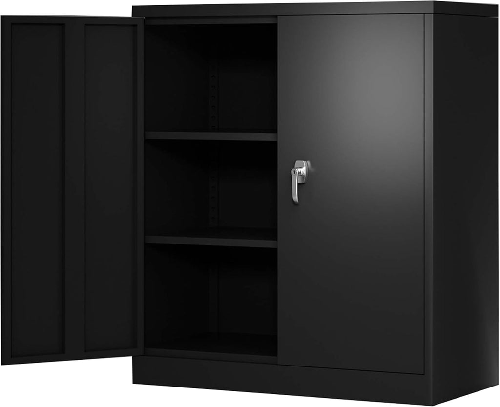Black Locking Metal Storage Cabinet with Adjustable Shelves, W36'' x D18'' x H41.6'' P4973