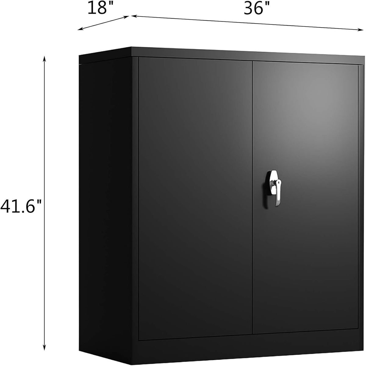 Black Locking Metal Storage Cabinet with Adjustable Shelves, W36'' x D18'' x H41.6'' P4973