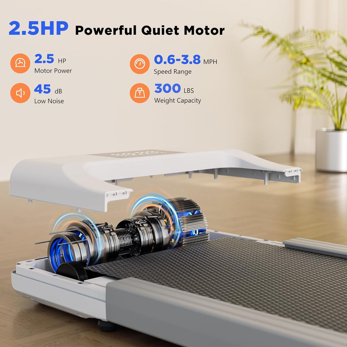 Under Desk Treadmill with Remote Control LED Display U3080