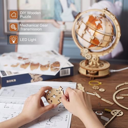 Illuminated Globe with Stand 180pcs 3D Wooden Puzzles Y34021