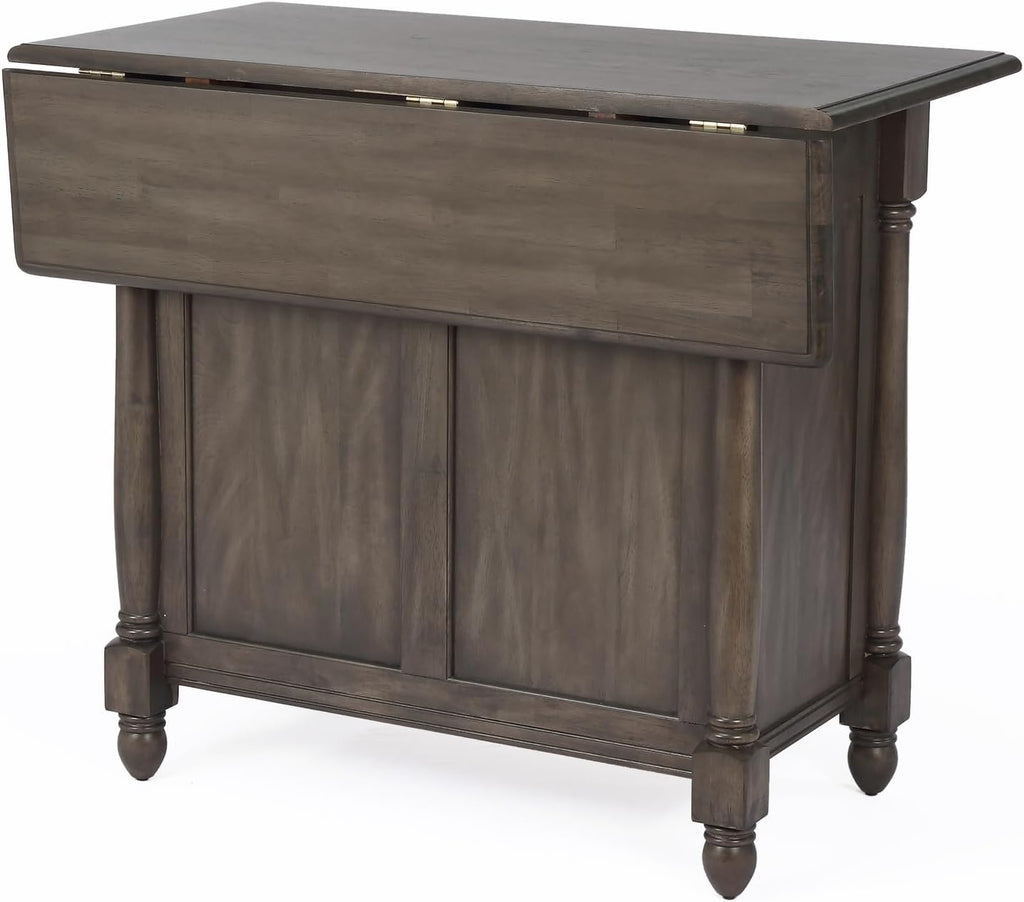 Expandable Drop Leaf Kitchen Island Set with 2 Stools, Drawers and Cabinet Z772