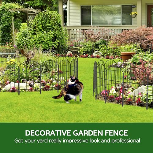 Black 10ft x 24in Rustproof Metal Garden Fence, 10 Pcs G106710
