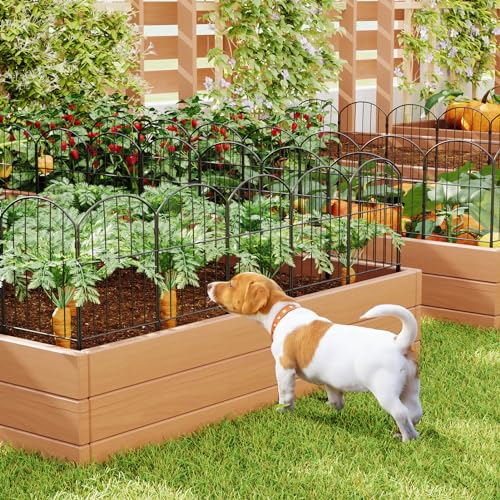Black 10ft x 24in Rustproof Metal Garden Fence, 10 Pcs G106710