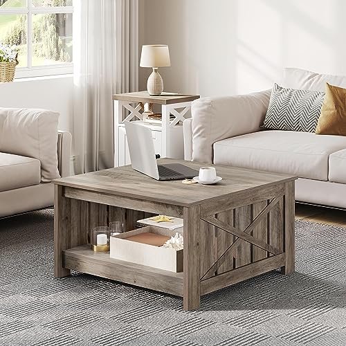 Brown Square Coffee Table with Storage Y270869