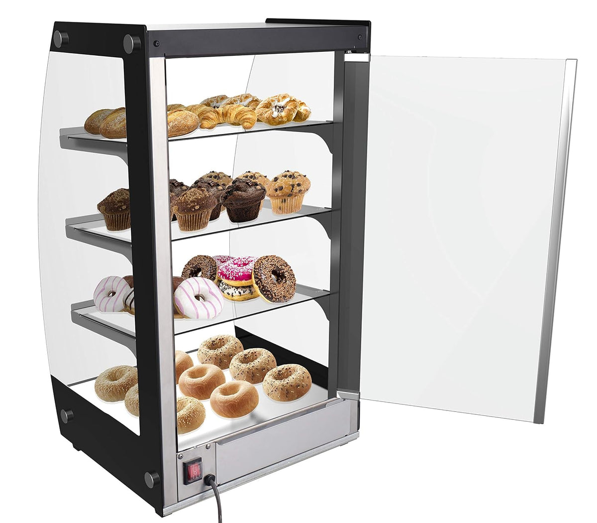 Commercial Glass Bakery Display Case 4 Tier with LED Lighting C201