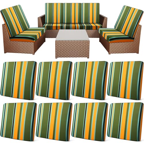 8 Pcs Patio Stretch Sofa Cushion Cover (Blue Red Green) R77496