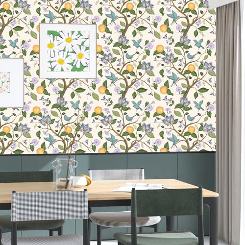 Vintage Beige Floral Peel and Stick Wallpaper 17.4" x 118" O778