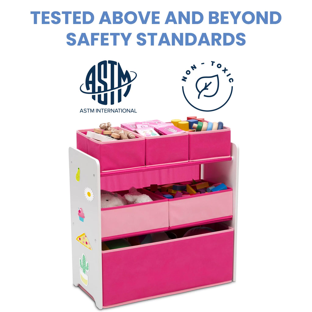 White/Pink 6 Bin Toy Organizer Q575206