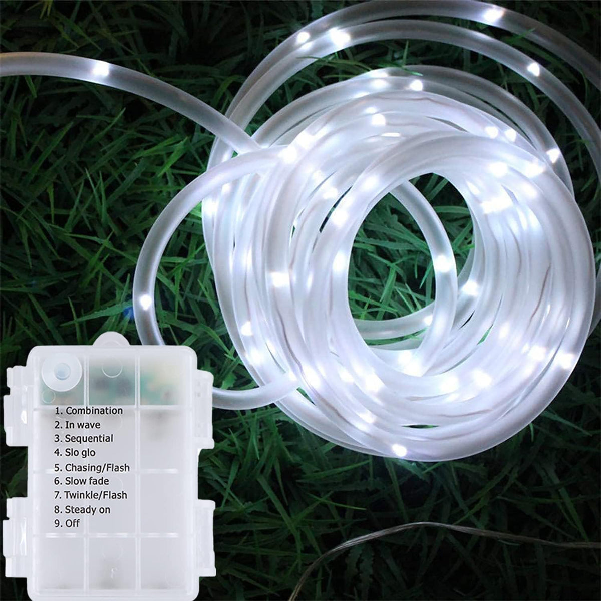 33Ft 100 LED Battery Operated Waterproof Rope Lights (Cool White) X524170