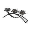 Glass Candle Holder with Metal Base Black P978830