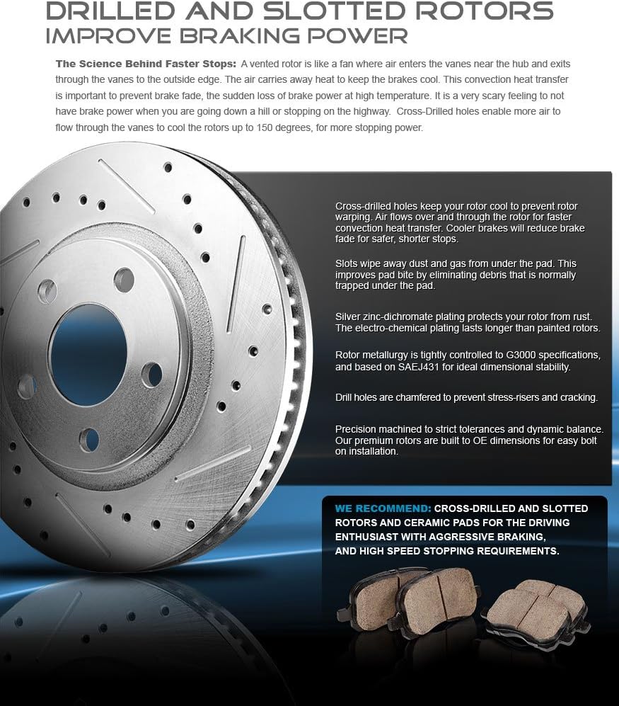 Front + Rear Calipers + Drilled Slotted Rotors + Ceramic Pads J664887