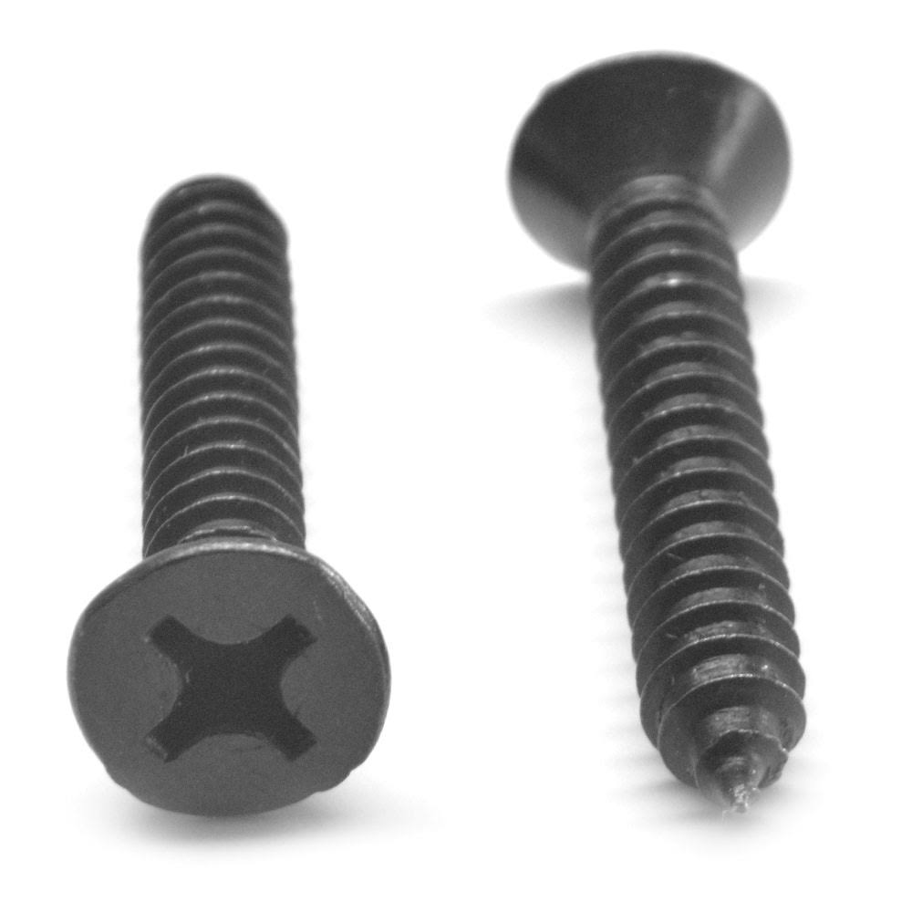 #8-18 x 1/2 Phillips Flat Head Sheet Metal Screw Black Zinc Plated J4211