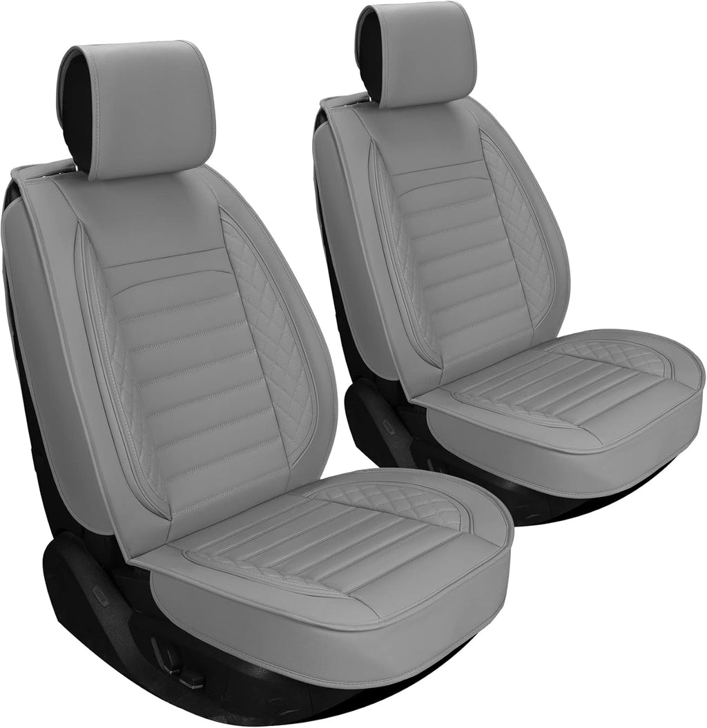 Black Leather Car Seat Covers 2Pcs U271026