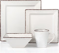 16 Piece White Stoneware Dinnerware Set G90419