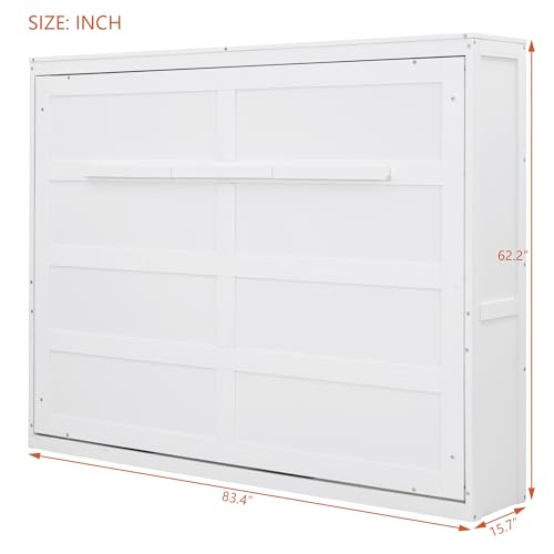 White Full Size Murphy Bed with Storage Cabinets R20491