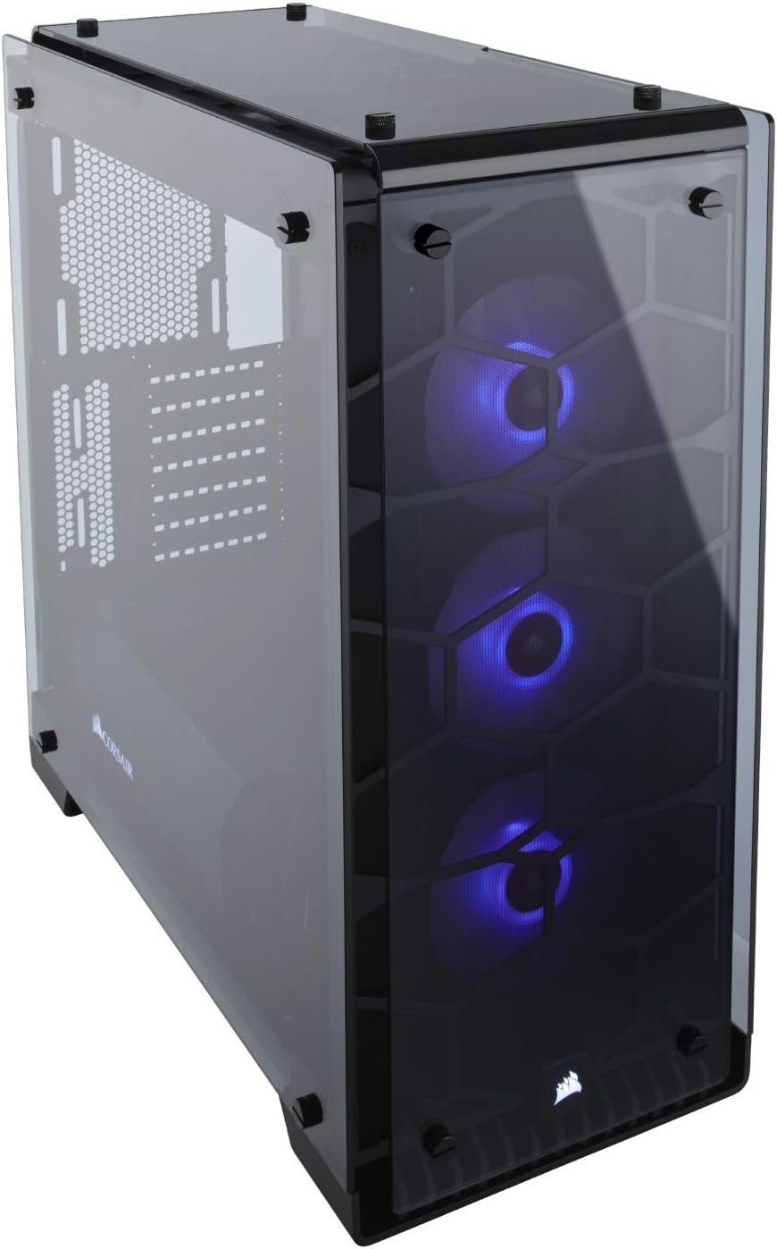 Black Mid-Tower Case with 3 RGB Fans Tempered Glass H713738