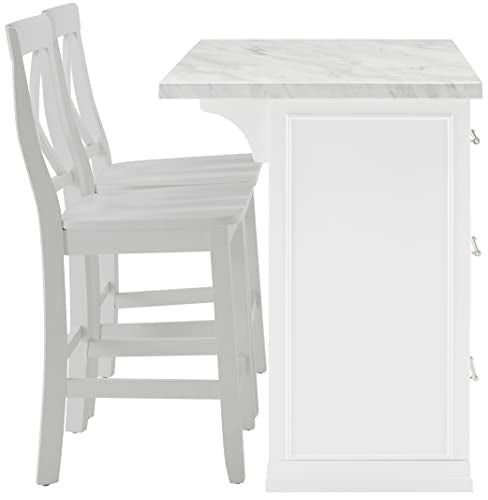 White Faux Marble Top Kitchen Island I9919