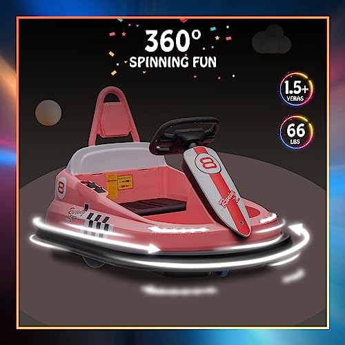 6V Electric Ride On Bumper Car for Toddlers, Bright-Pink S421110