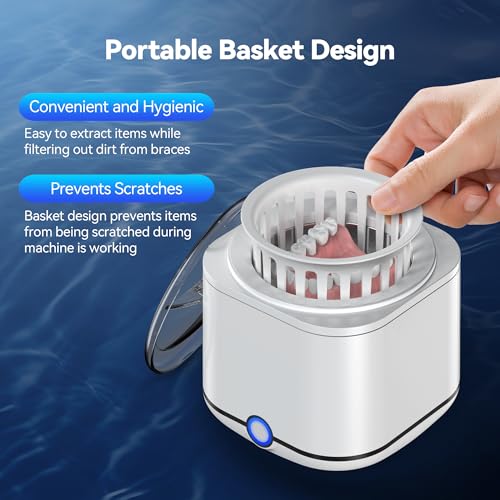48kHz Ultrasonic Retainer Cleaner with 7.8OZ Dental Cleaning Pod M4071