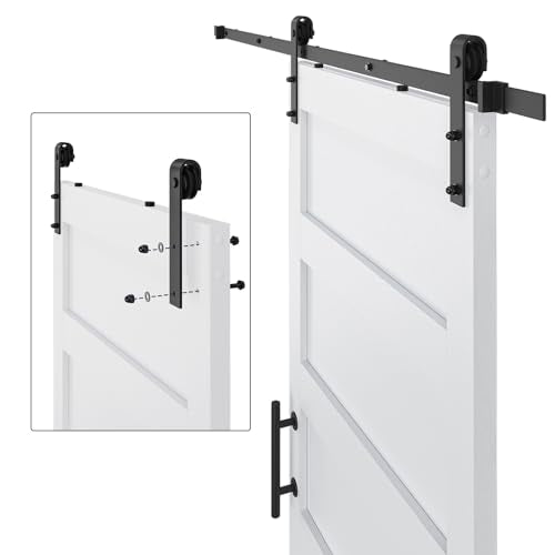 White 5 Panel Sliding Barn Door with 6ft Hardware Kit C5401