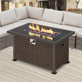 44 Inch 50,000 BTU Propane Gas Fire Pit Table with Rattan Surface Y51725
