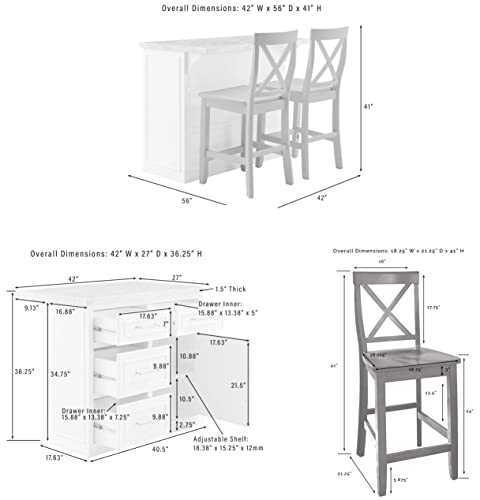 White Faux Marble Top Kitchen Island I9919