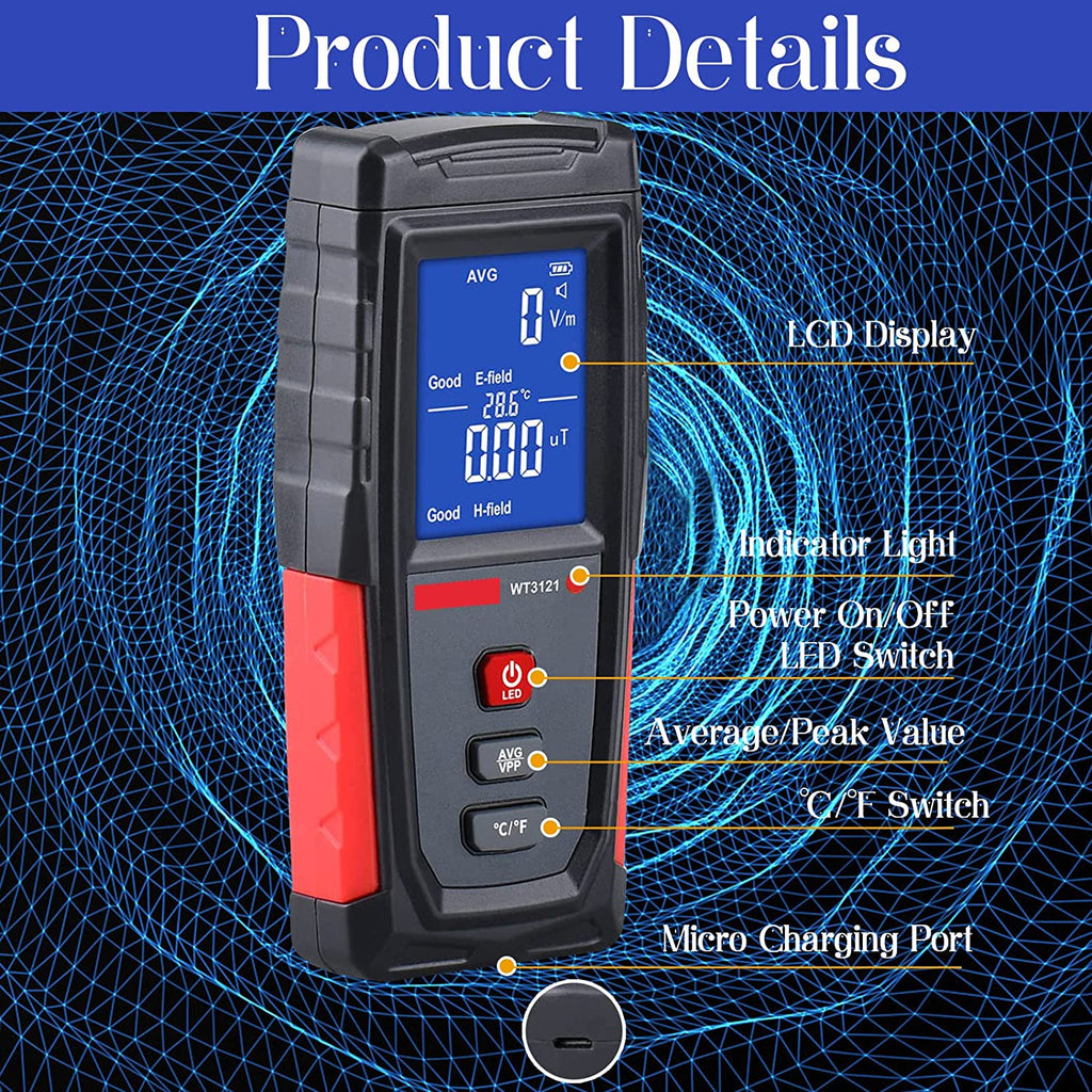 Rechargeable Digital Electromagnetic Field Radiation Detector S83987