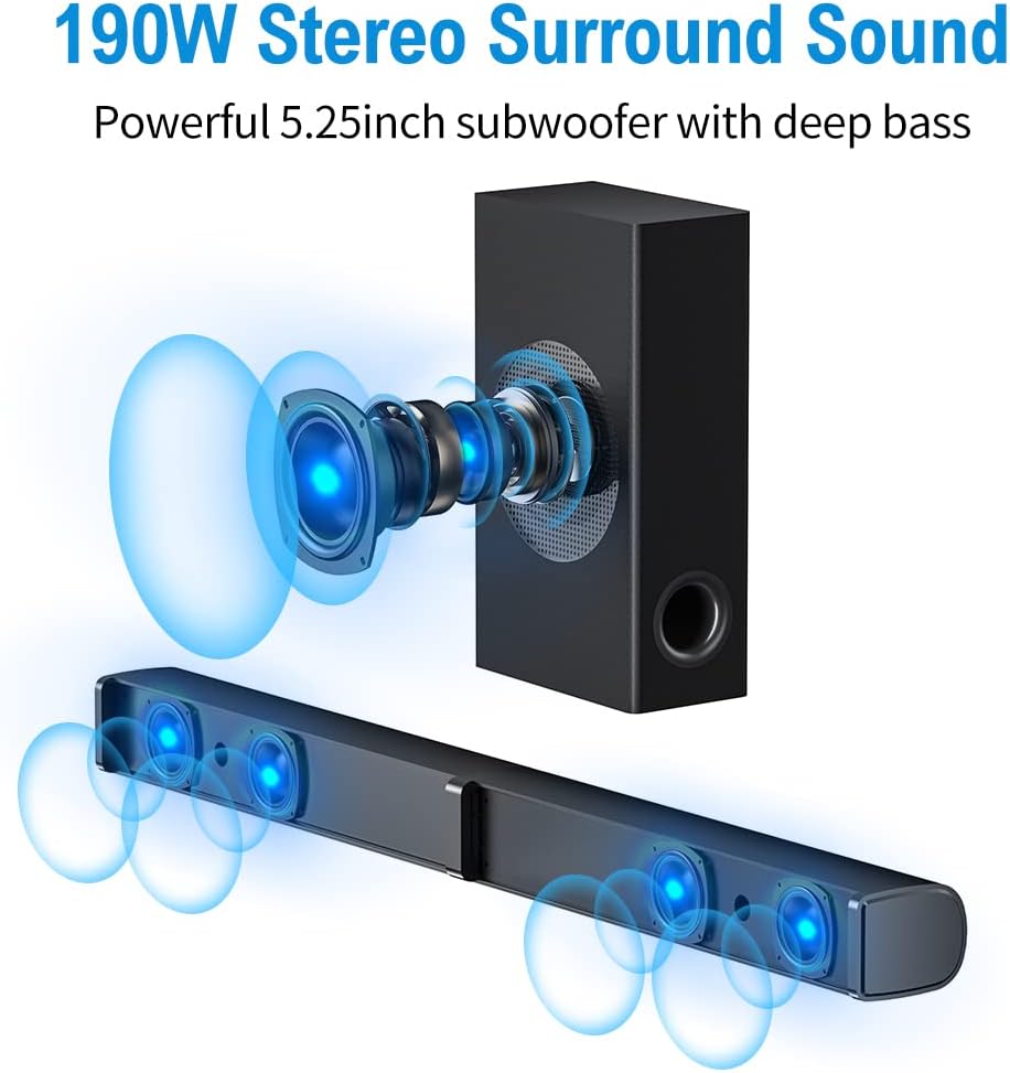 190W 2.1CH Sound Bar with Subwoofer A90472