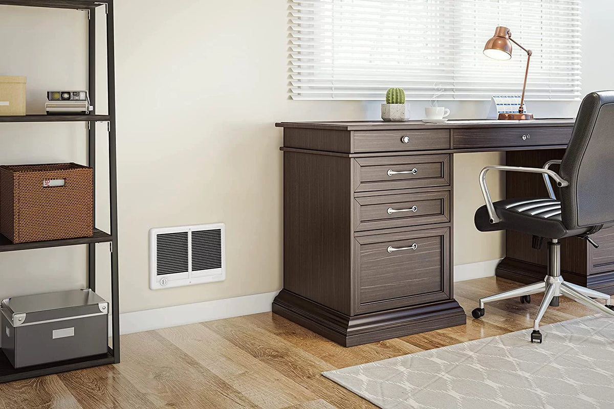 White Twin Electric Wall Heater with Thermostat S78148