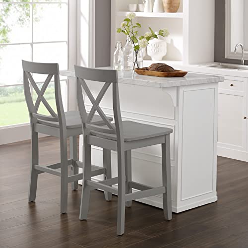 White Faux Marble Top Kitchen Island I9919