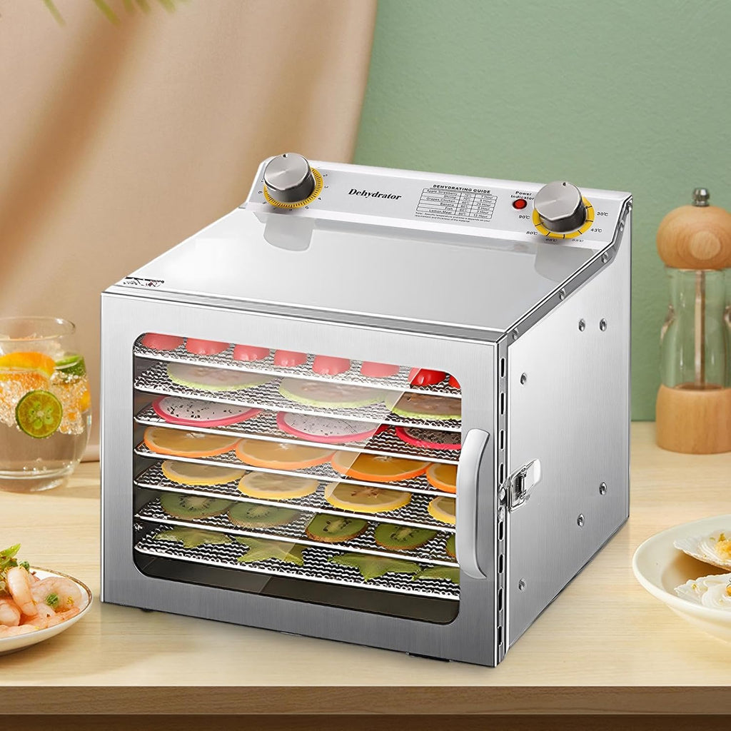 8 Stainless Steel Tray Food Dehydrator with Adjustable Temperature and Digital Timer F441