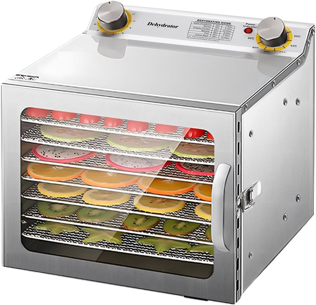 8 Stainless Steel Tray Food Dehydrator with Adjustable Temperature and Digital Timer F441