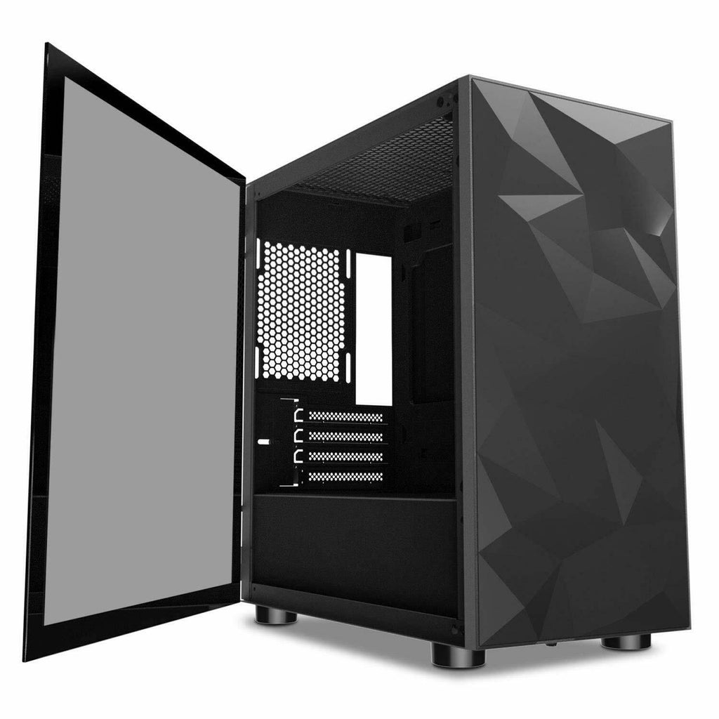 Black MATX Tower Computer Case with Glass Door O838476