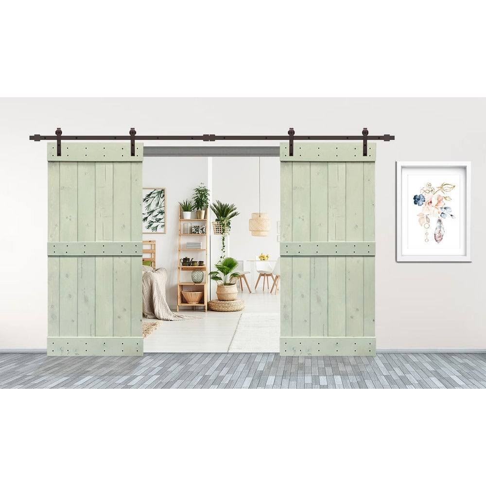 Sage Green Double Barn Door with Hardware Kit X372