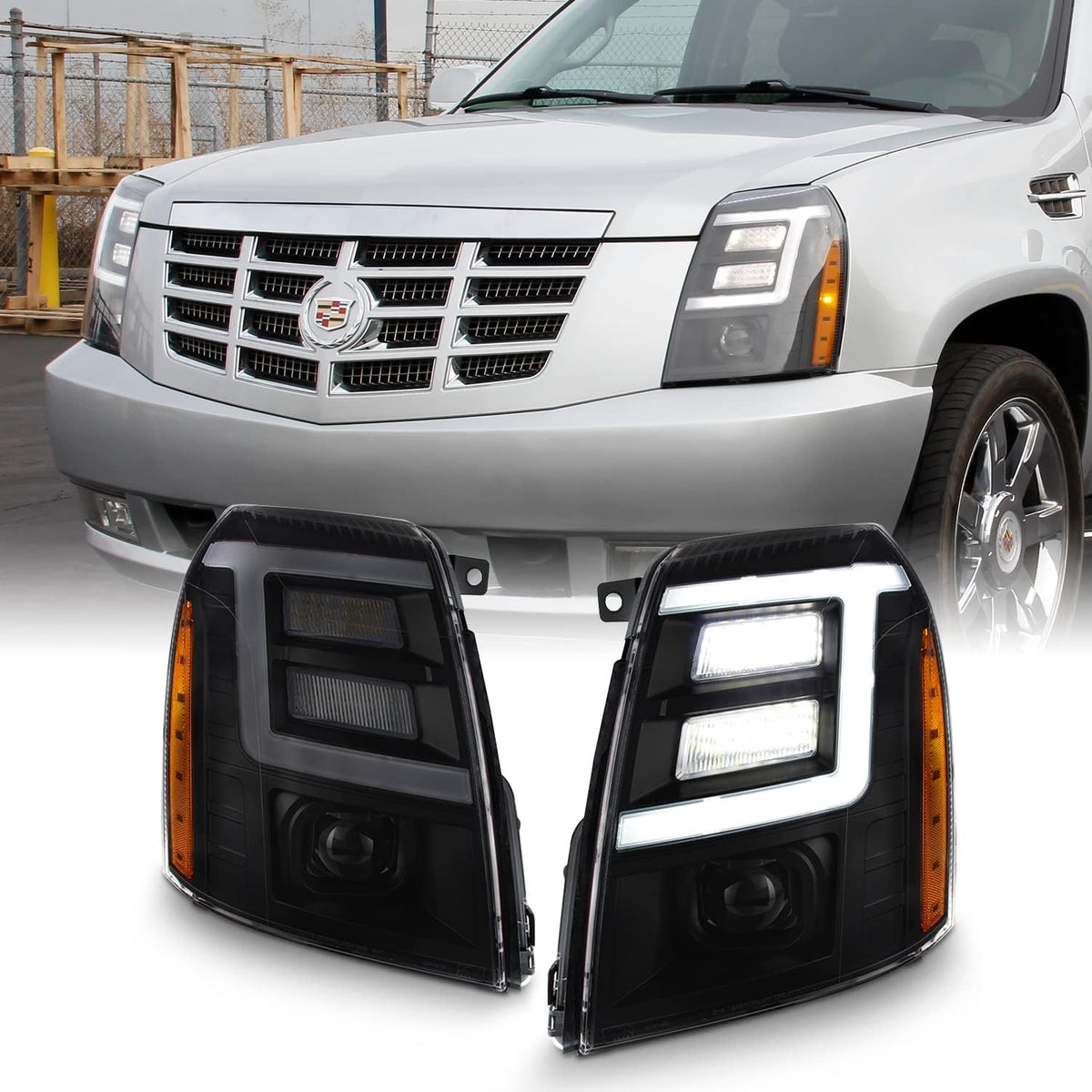 Black Smoked LED Projector Headlight P765