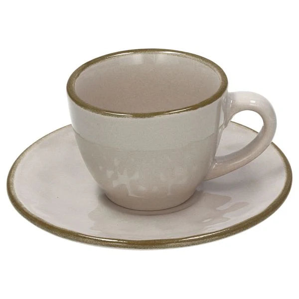 6 Coffee Cup & Saucer Ceramic Beige B18421