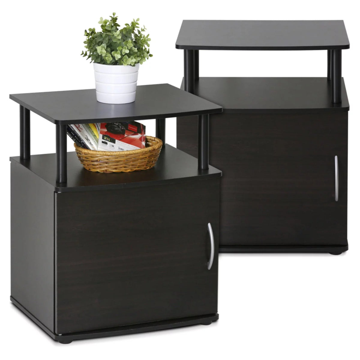Black Engineered Wood End Table Set of 2 H6621