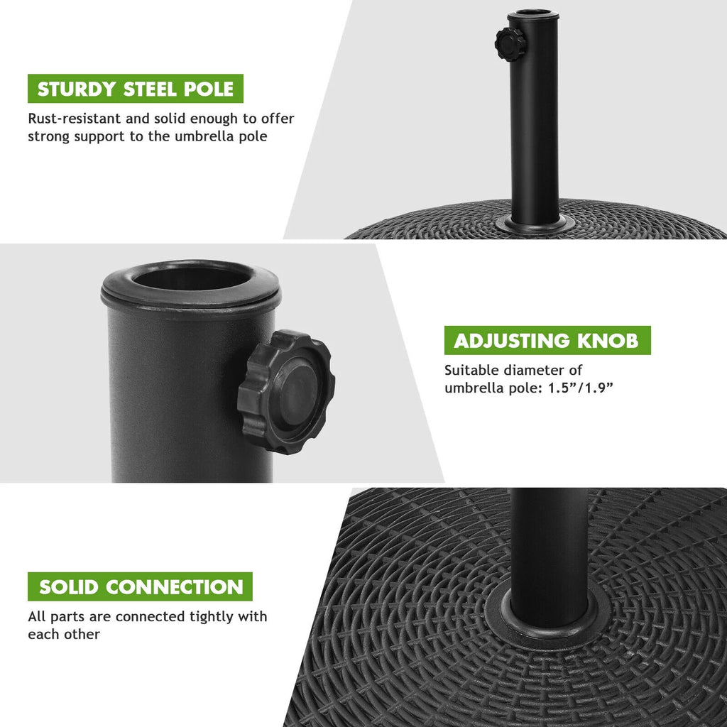 49lbs Round Resin Umbrella Base with Rattan Design V4555