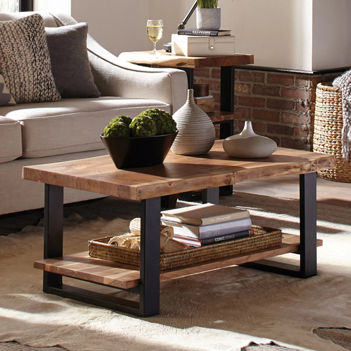 Natural Live Edge Wood Coffee Table E429