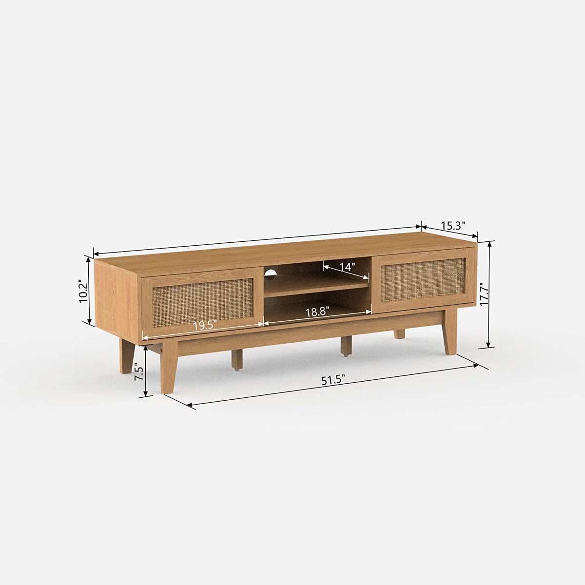 TV Stand with Rattan Sliding Doors for TVs up to 65 Inches M769
